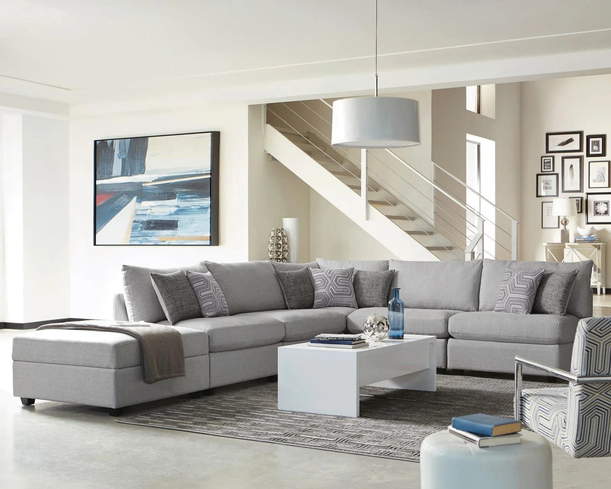 Cambria Gray Upholstered 4-Piece Modular Sectional