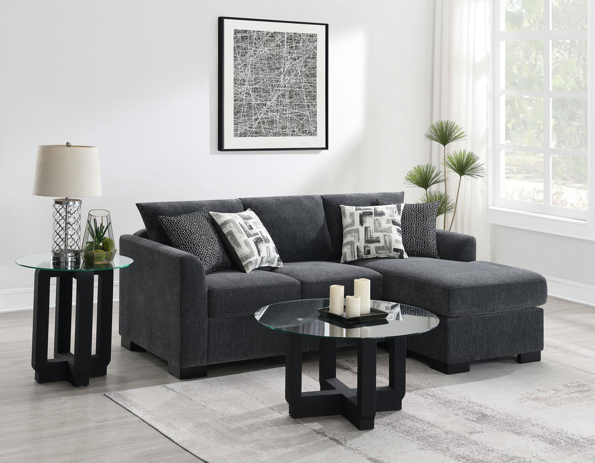 Storey Dark Gray Upholstered Sleeper Sectional Chaise Sofa