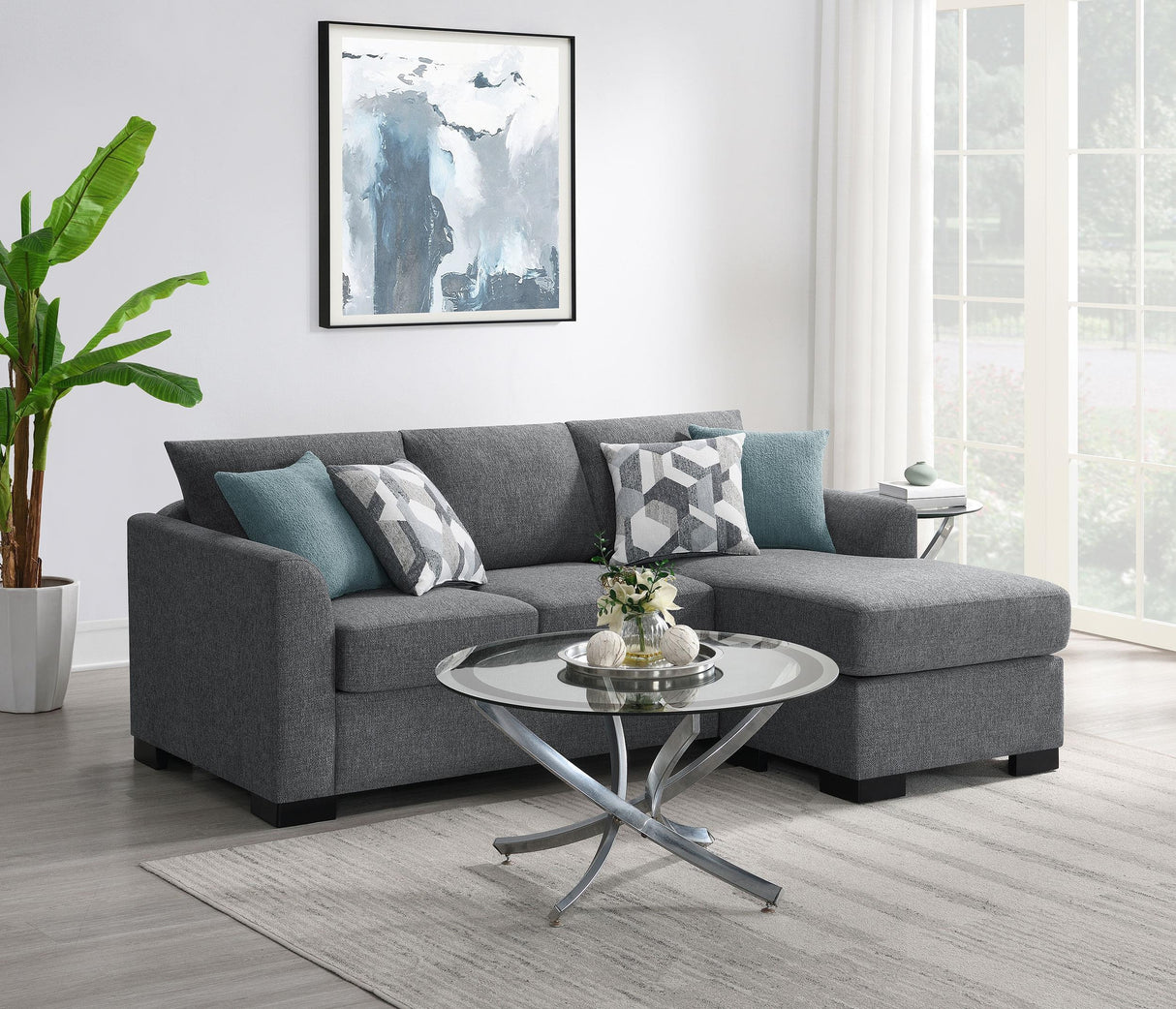 Storey Gray Upholstered Sleeper Sectional Chaise Sofa