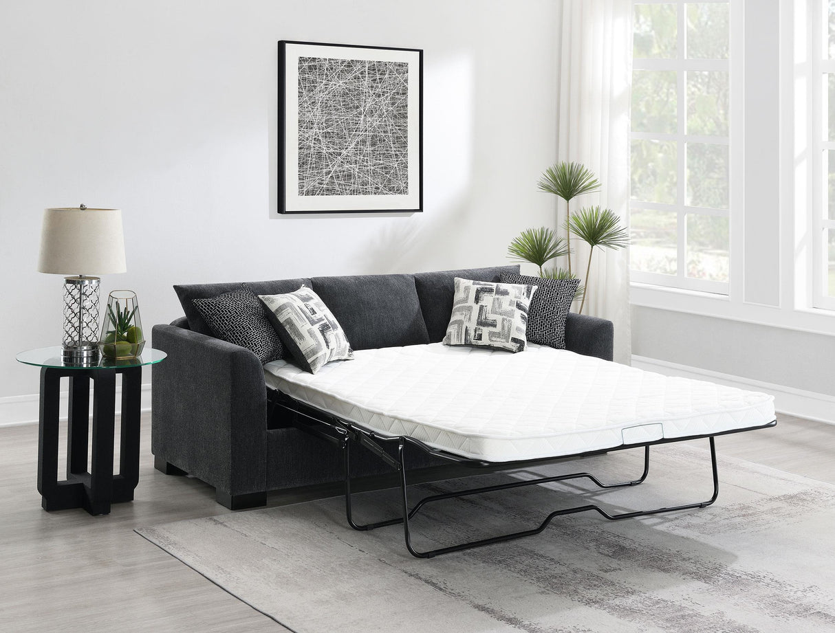 Storey Dark Gray Upholstered Sleeper Sectional Chaise Sofa