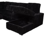Devonshire Black Sleeper Sectional Sofa with Storage Chaise