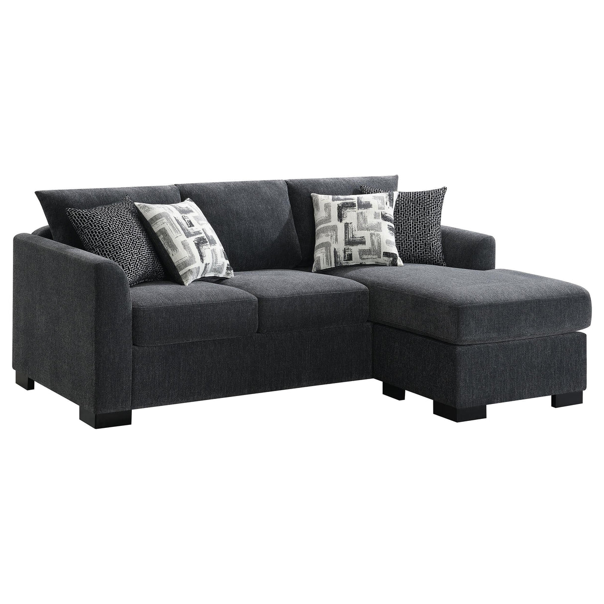 Storey Dark Gray Upholstered Sleeper Sectional Chaise Sofa