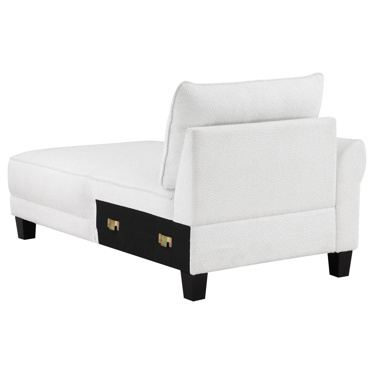 Caspian White and Black Upholstered Curved Arms Sectional Sofa