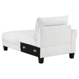 Caspian White and Black Upholstered Curved Arms Sectional Sofa