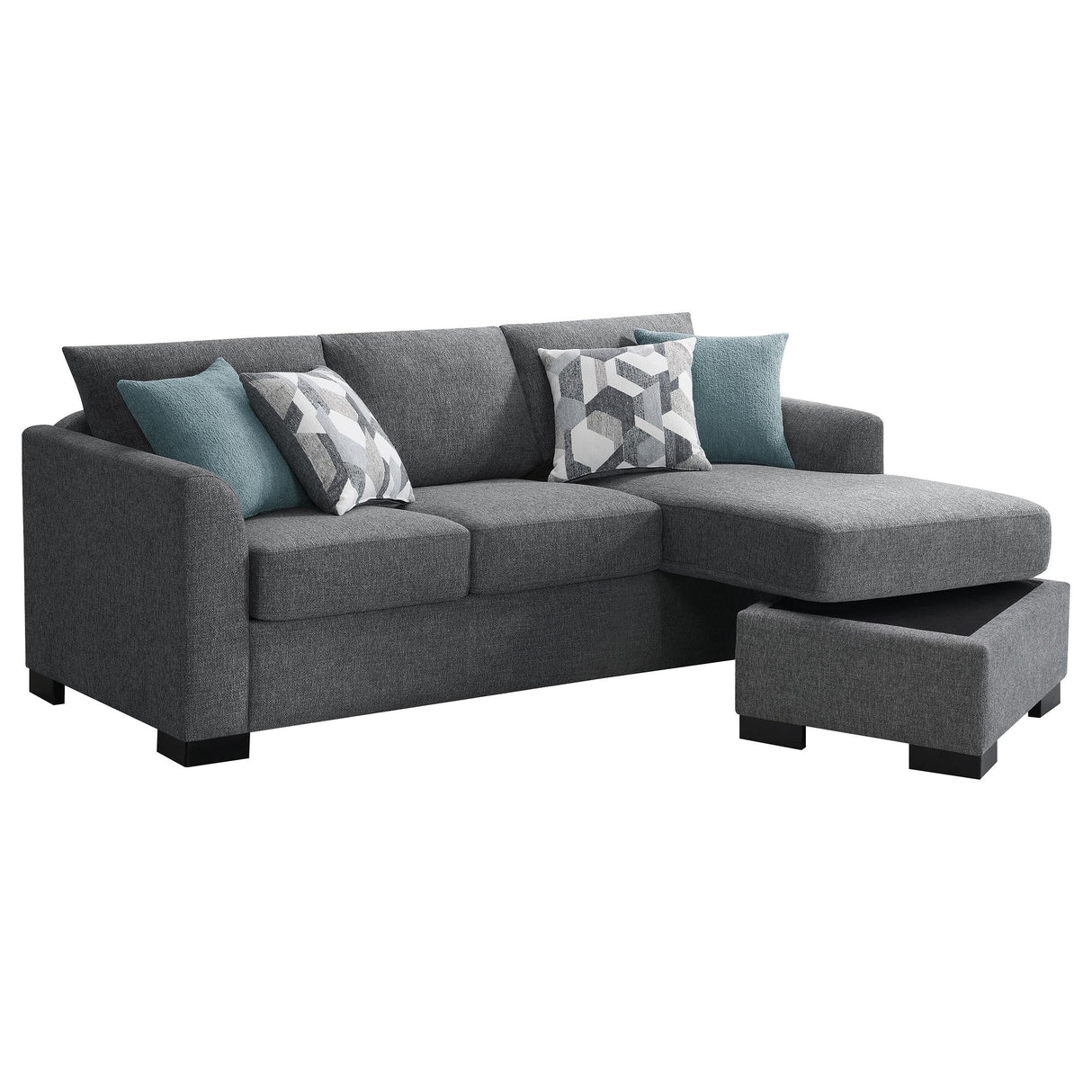 Storey Gray Upholstered Sleeper Sectional Chaise Sofa