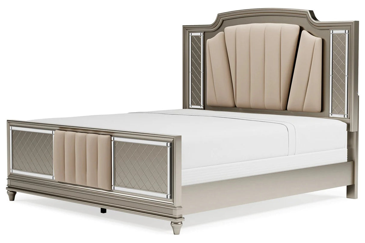 Chevanna Platinum King LED Upholstered Panel Bed