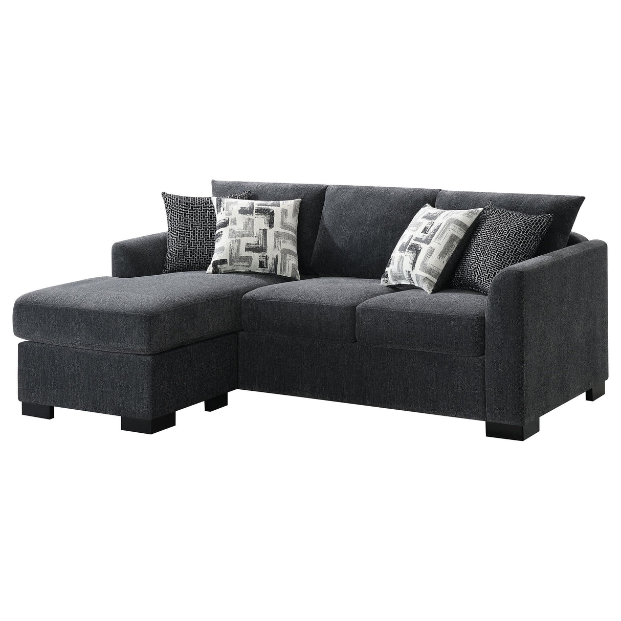 Storey Dark Gray Upholstered Sleeper Sectional Chaise Sofa