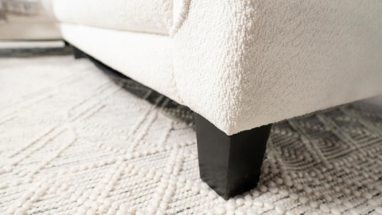 Caspian White and Black Upholstered Curved Arms Sectional Sofa