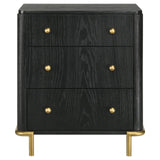 Arini Black 3-Drawer Nightstand