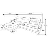 Caspian White and Black Upholstered Curved Arms Sectional Sofa