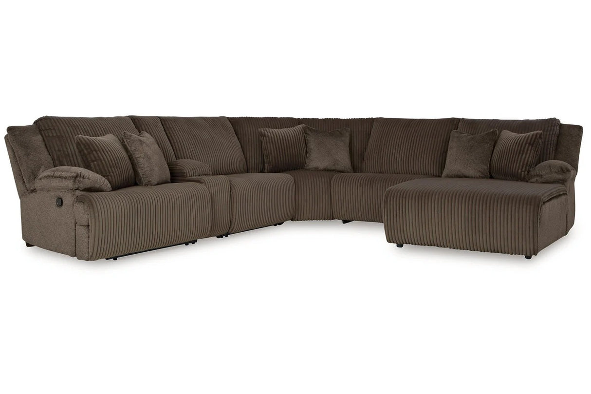 Top Tier Chocolate 6-Piece LAF Chaise Reclining Sectional