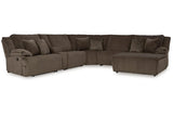 Top Tier Chocolate 6-Piece LAF Chaise Reclining Sectional