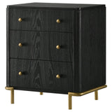 Arini Black 3-Drawer Nightstand