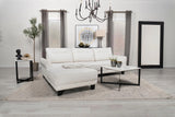 Caspian White and Black Upholstered Curved Arms Sectional Sofa