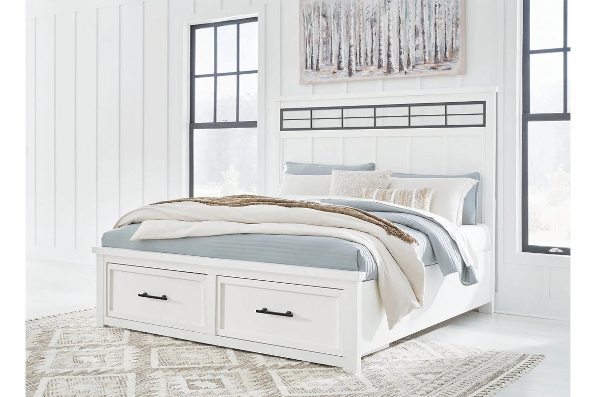 Ashbryn White/Natural King Storage Platform Bed