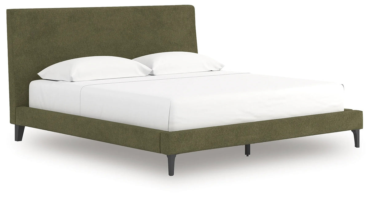 Chirason Sage Green King Upholstered Bed with Roll Slats