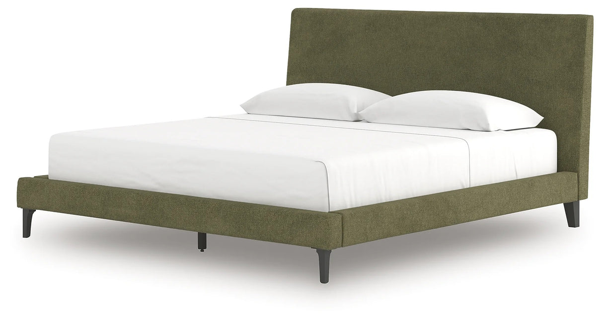 Chirason Sage Green King Upholstered Bed with Roll Slats