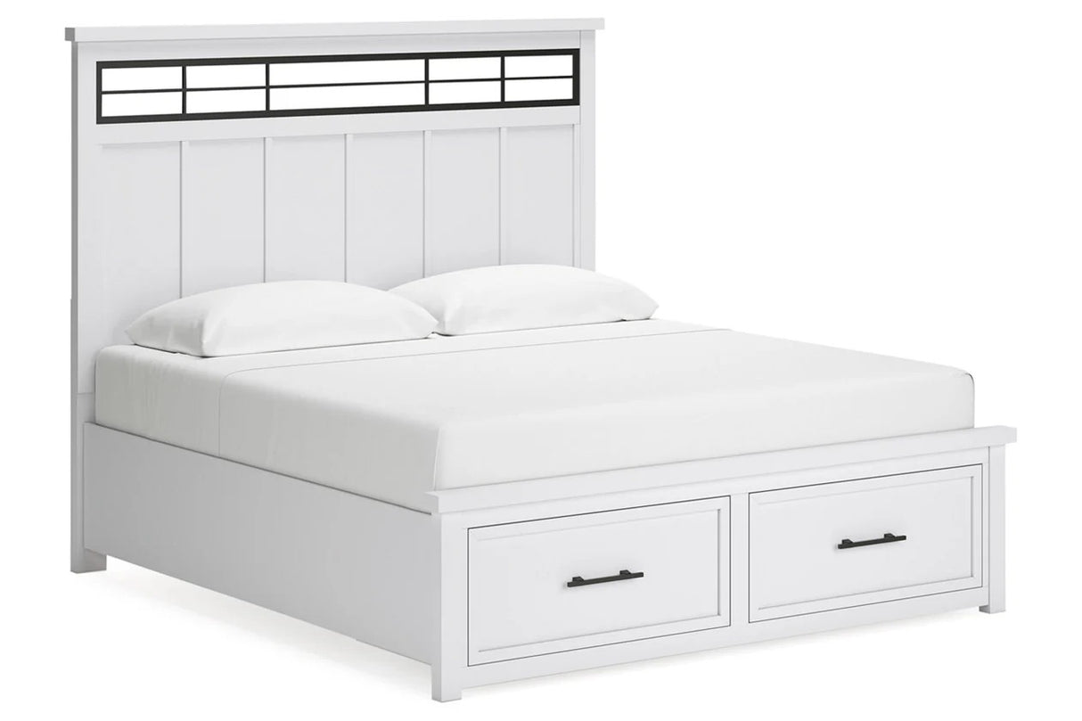 Ashbryn White/Natural King Storage Platform Bed