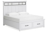 Ashbryn White/Natural King Storage Platform Bed