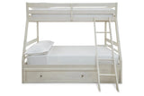 Robbinsdale Antique White Twin over Full Bunk Bed with Storage