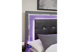Lodanna Gray Queen LED Upholstered Panel Bed