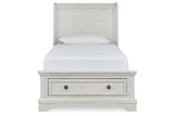Robbinsdale Antique White Sleigh Storage Platform Bedroom Set