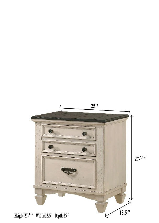 Sawyer Antique White/Brown Nightstand