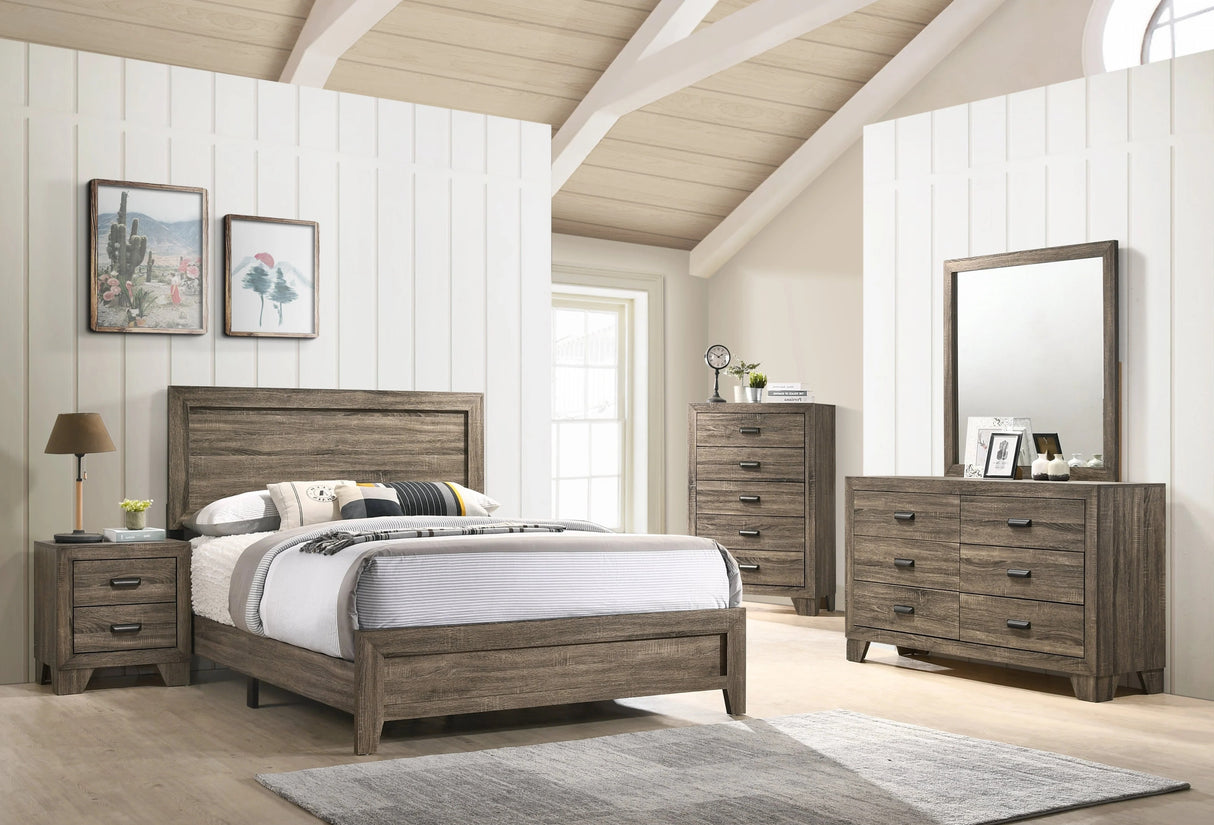 Millie Brownish Gray King Panel Bed