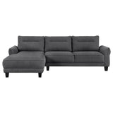Caspian Gray Upholstered Curved Arms Sectional Sofa
