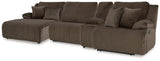 Top Tier Chocolate 4-Piece LAF Chaise Reclining Sectional