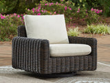Kimora Beige/Dark Brown Outdoor Swivel Lounge Chair