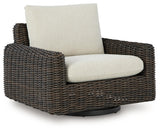 Kimora Beige/Dark Brown Outdoor Swivel Lounge Chair