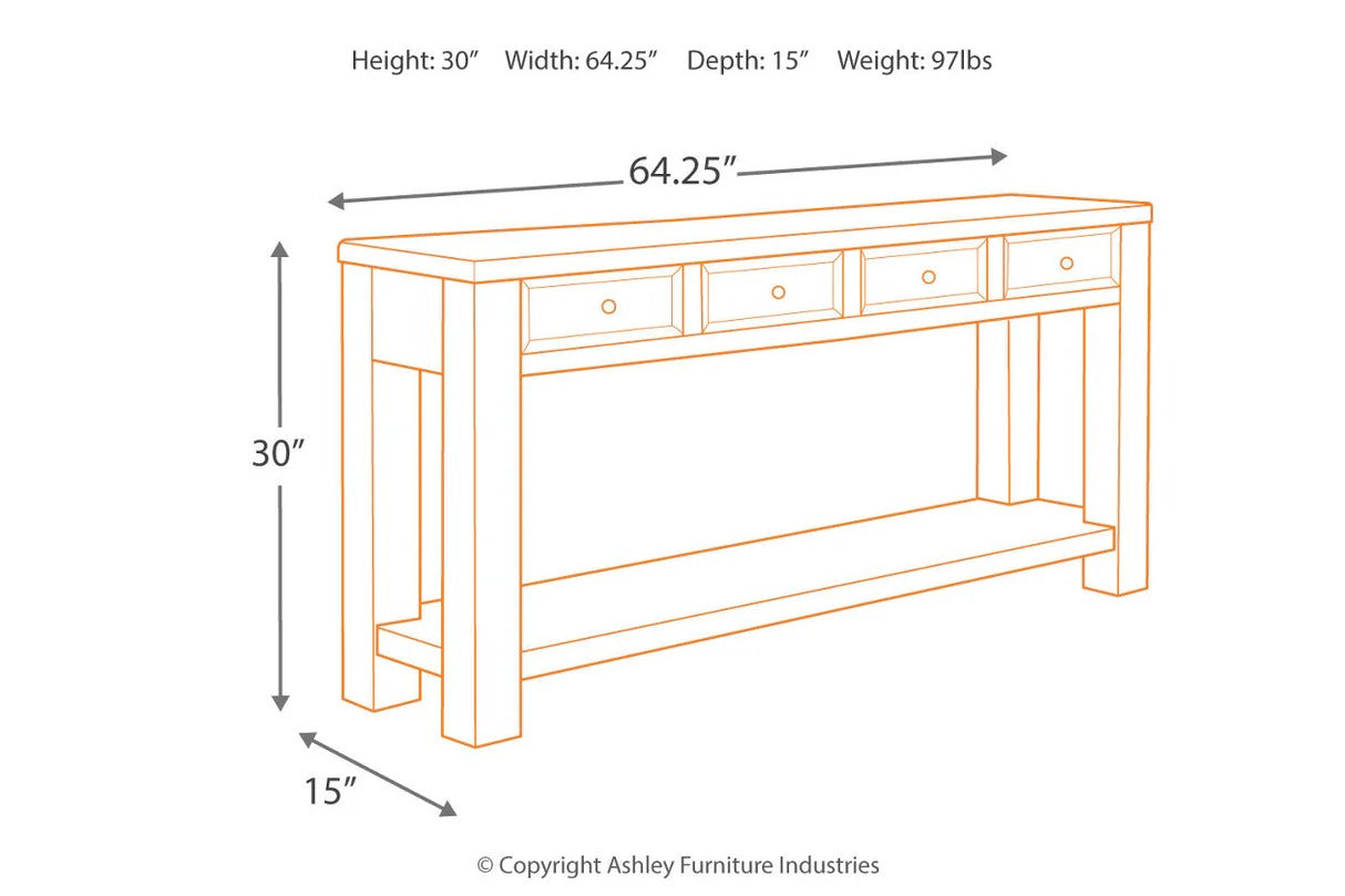 Gavelston Black Sofa/Console Table