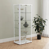 Aero Glossy White 5-Shelf Display Curio Cabinet with LED and Clear Tempered Glass Shelves