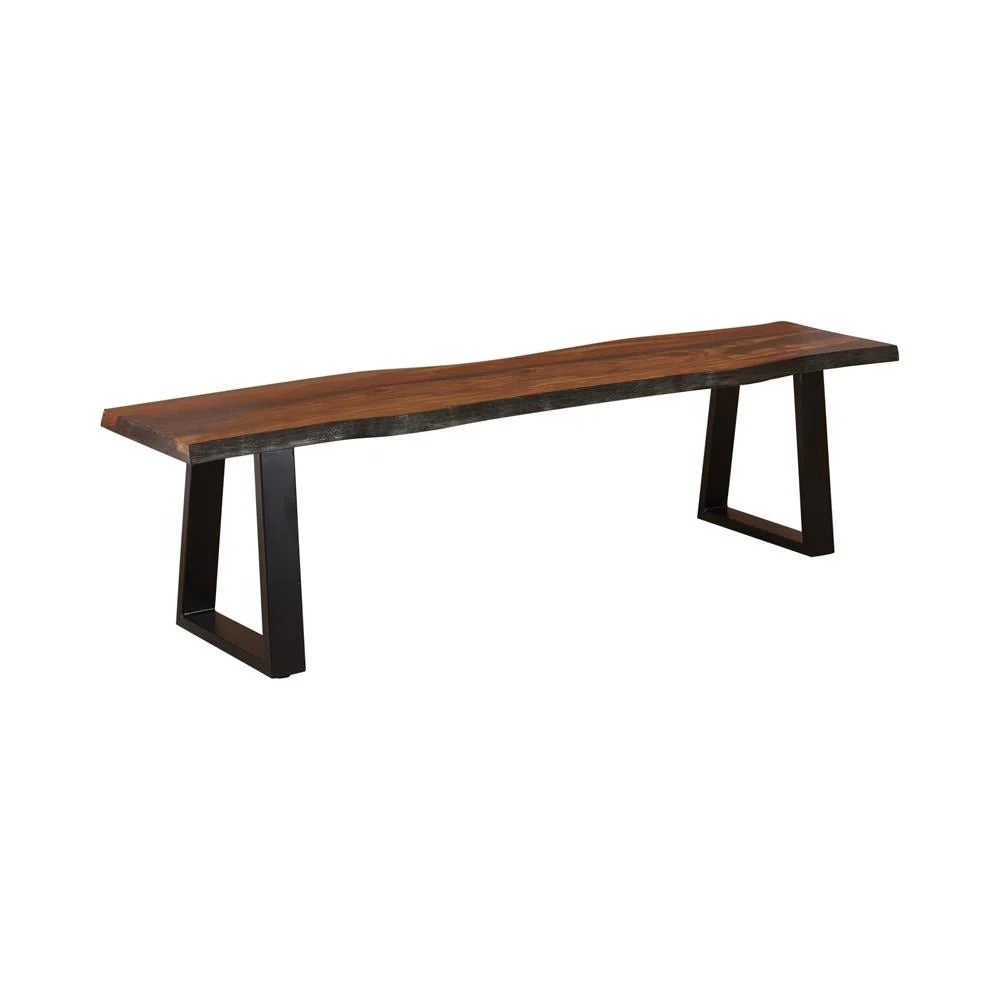 Ditman Gray Sheesham and Black Live Edge Dining Bench