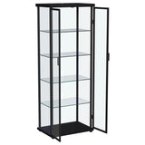 Aero Black 5-Shelf Display Curio Cabinet with LED and Clear Tempered Glass Shelves