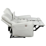 Greenfield Ivory Upholstered Power Reclining Loveseat with Console