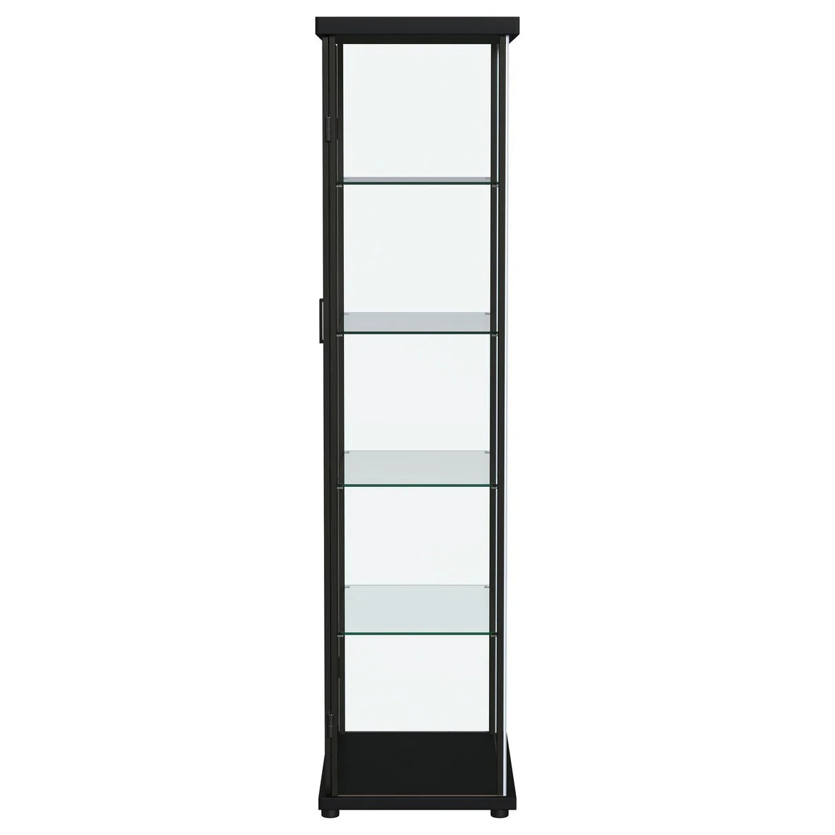Aero Black 5-Shelf Display Curio Cabinet with LED and Clear Tempered Glass Shelves