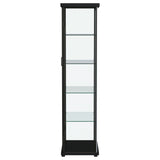 Aero Black 5-Shelf Display Curio Cabinet with LED and Clear Tempered Glass Shelves