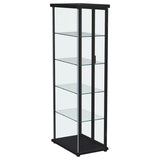 Aero Black 5-Shelf Display Curio Cabinet with LED and Clear Tempered Glass Shelves