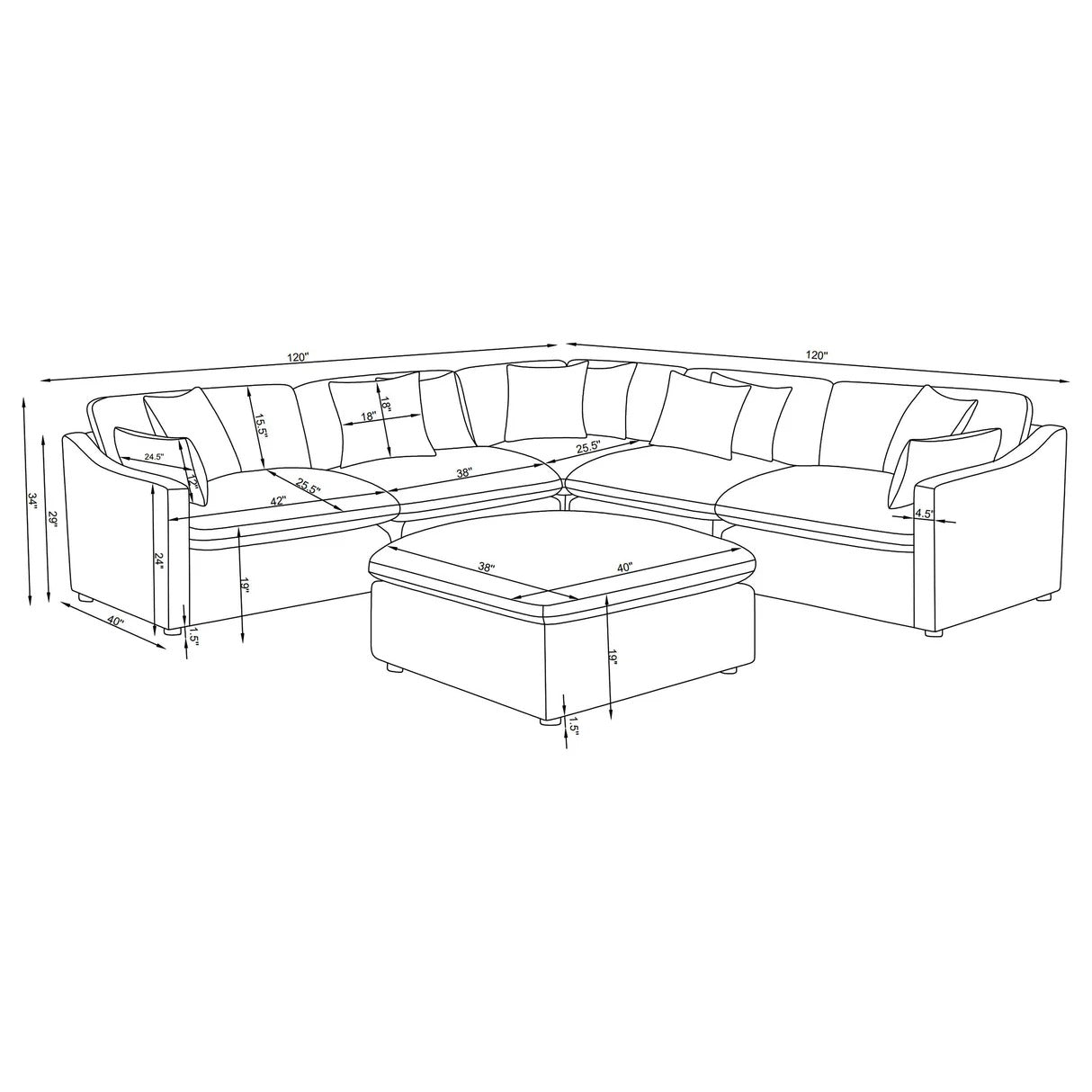 Hobson Ivory 6-piece Upholstered Modular Sectional Sofa