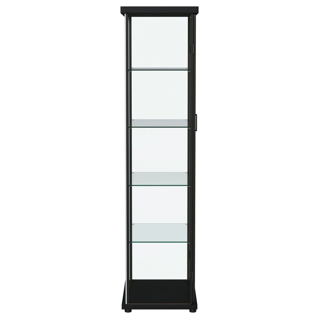 Aero Black 5-Shelf Display Curio Cabinet with LED and Clear Tempered Glass Shelves
