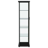 Aero Black 5-Shelf Display Curio Cabinet with LED and Clear Tempered Glass Shelves