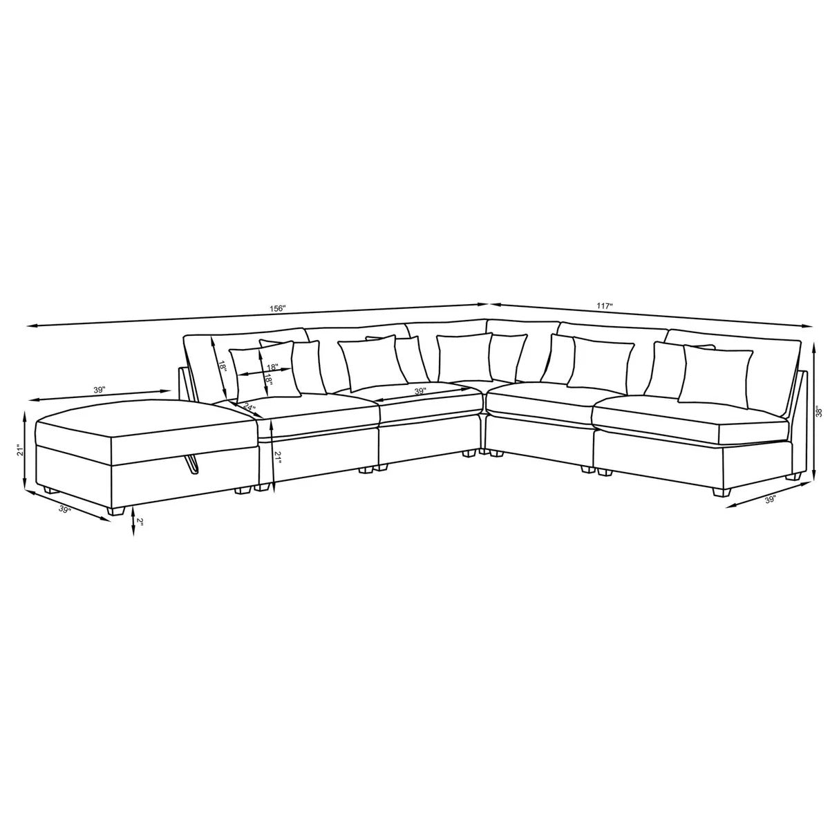 Cambria Gray Upholstered 5-Piece Modular Sectional