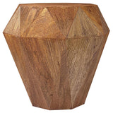 Jacinto Natural Brown Geometric Solid Mango Wood Side Table
