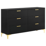 Kendall Black and Gold 6-Drawer Dresser
