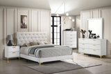 Kendall White and Gold Upholstered Panel Bedroom Set
