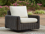 Kimora Beige/Dark Brown Outdoor Swivel Lounge Chair