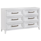 Marielle Distressed White 6-Drawer Bedroom Dresser