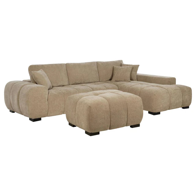 Octavia Camel Upholstered Sectional Chaise Sofa